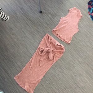 Two piece crop top and skirt set